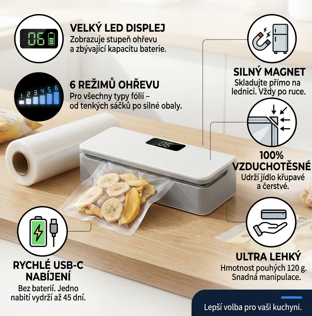 Zippio - Vzduchotěsný uzavírač potravin